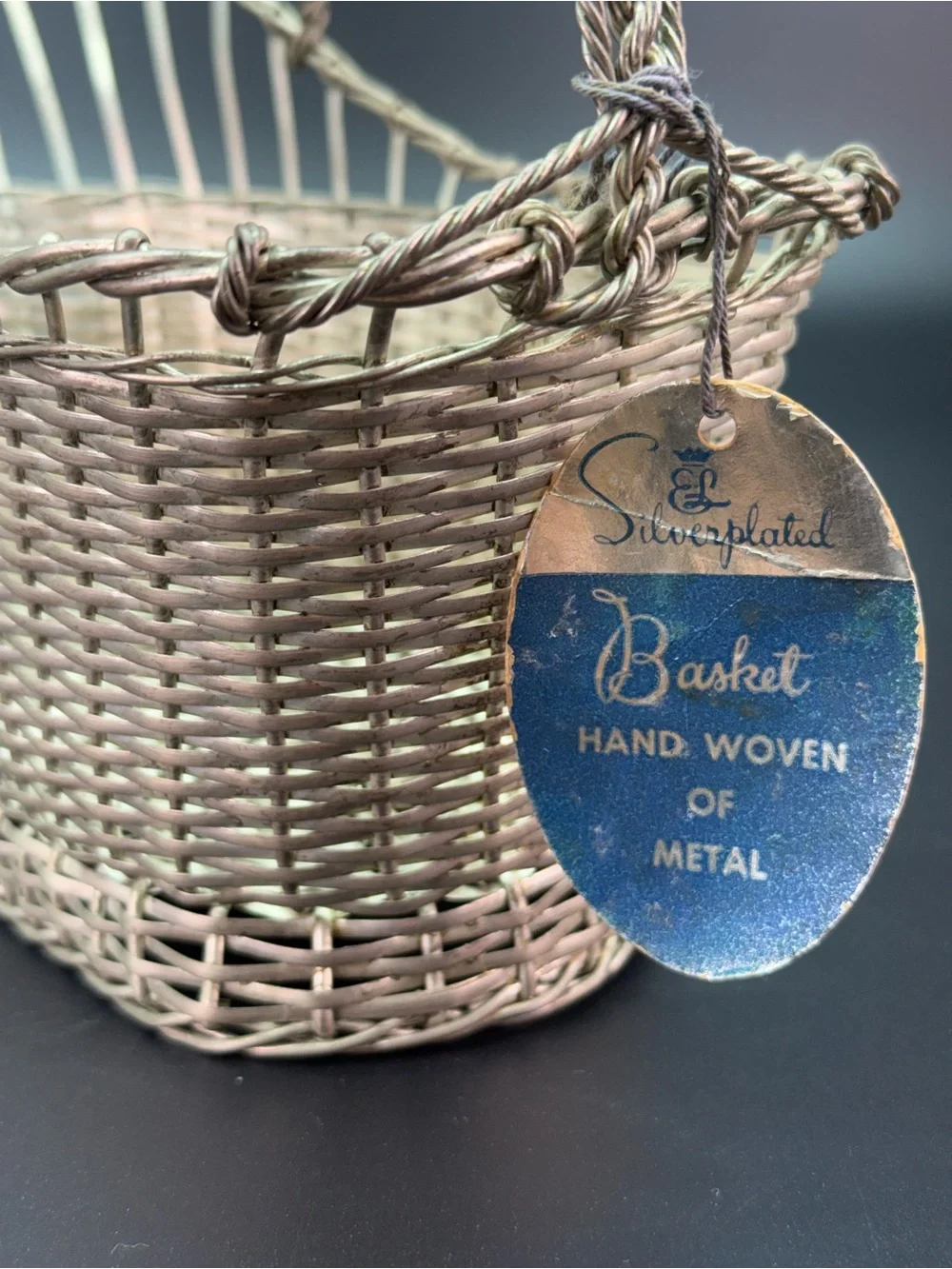 Vintage Silverplated Woven Wine Pouring Basket